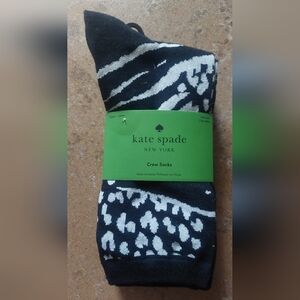 NWT Kate Spade Crew Socks 3 Pack One Size 4-10 Black White Striped Flower Animal